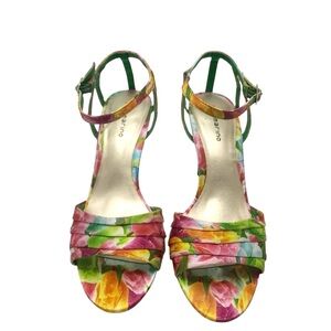 Ann Marino Women’s Beautiful Open Toe Vibrant Floral Print Heels Sandals Shoes